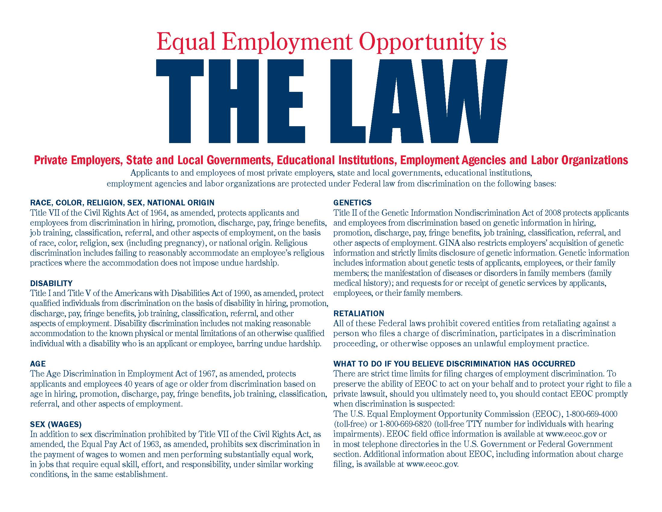 Equal Employment Opportunity is the Law Page 1